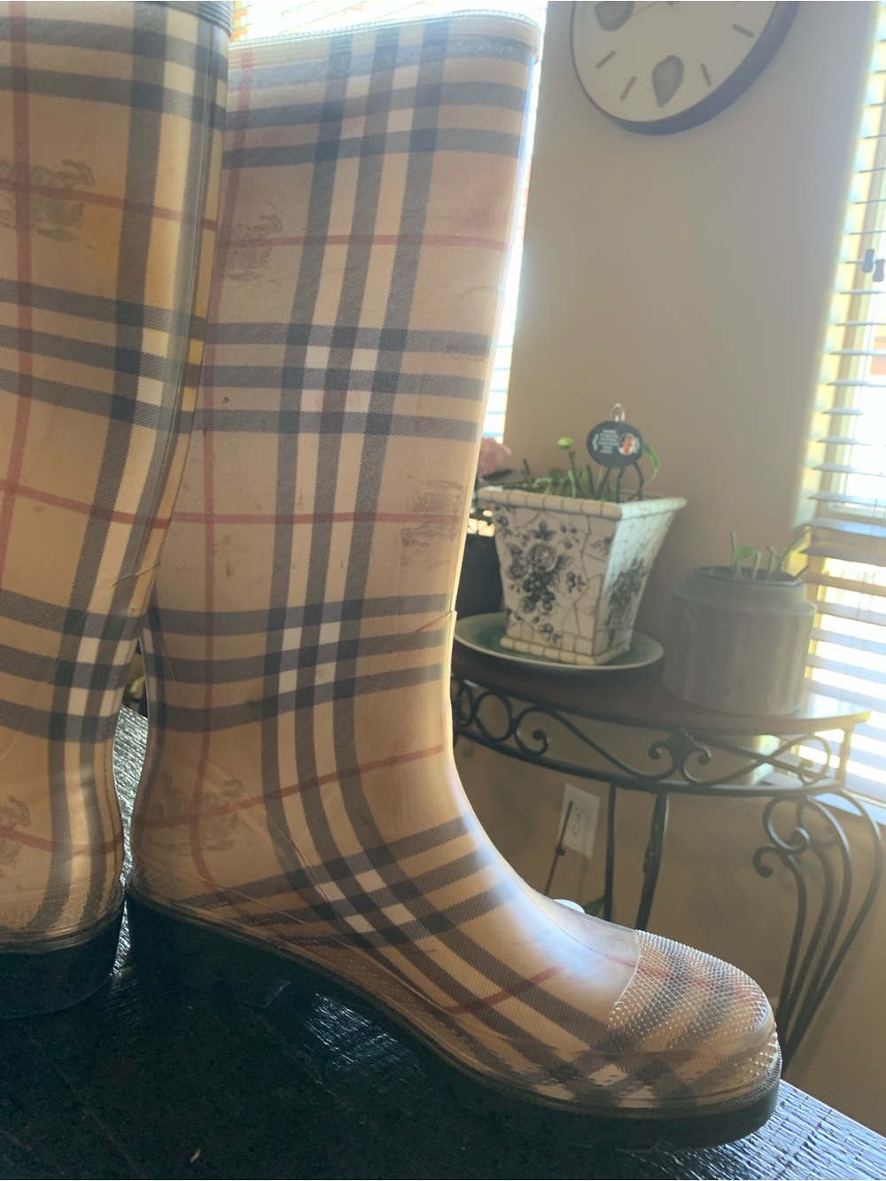 Burberry Tan Nova Check Waterproof Rain Boots - Picture 5 of 6